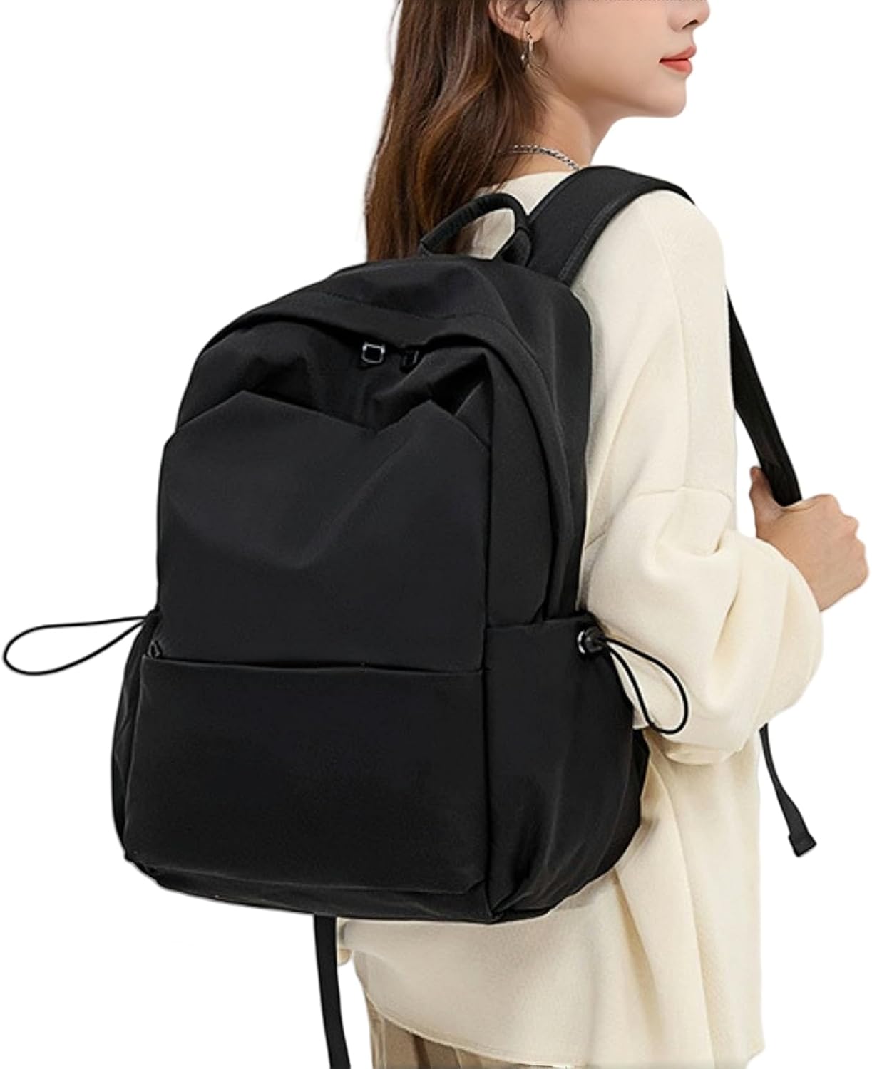 Black Girls Backpack Cute School Bags for Teen Girls Boys, Back Packs Women Casual Daypack 14" Laptop Backpacks with Card Holder(Black)