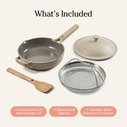 Always Pan 2.0 – 27Cm (2.5L) Nonstick, Toxin-Free Ceramic Cookware | Patented 10-In-1 Aluminum Frying & Sauté Pan | Safe for Oven, Induction & All Cooktops up to 232°C | Steam