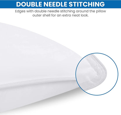 Pillows 2 Pack, (UK Standard, White) Hotel Quality Luxury Bed Pillow for Back, Stomach or Side Sleepers