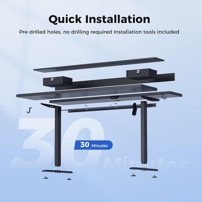 Height Adjustable Desk with Two Drawers, 120 X 60 Cm Electric Computer Desks with Memory Function, Sit Stand Desk, Black