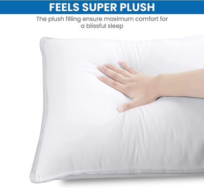 Pillows 2 Pack, (UK Standard, White) Hotel Quality Luxury Bed Pillow for Back, Stomach or Side Sleepers
