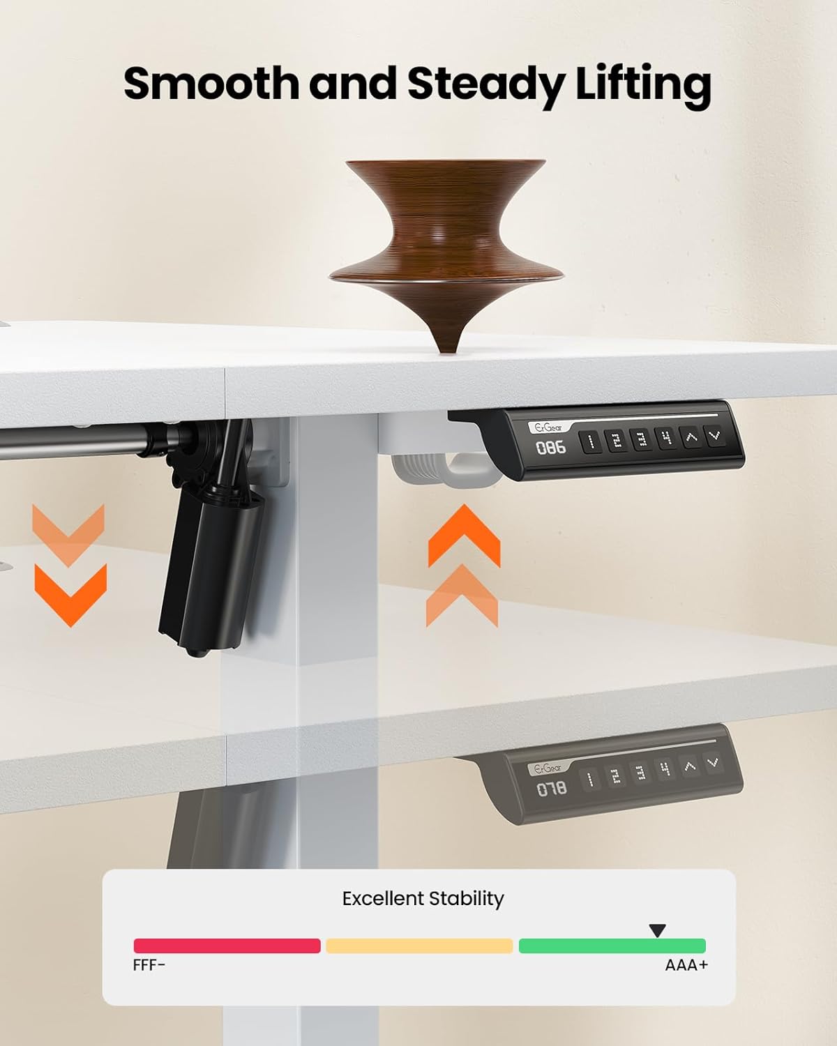 Electric Standing Desk Height Adjustable 120 X 60Cm, Sit Stand Desk with 4 Memory Smart Pannel, Home Office Desk with Splice Board