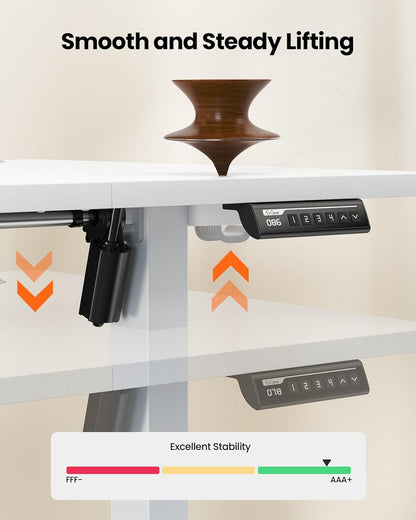 Electric Standing Desk Height Adjustable 120 X 60Cm, Sit Stand Desk with 4 Memory Smart Pannel, Home Office Desk with Splice Board