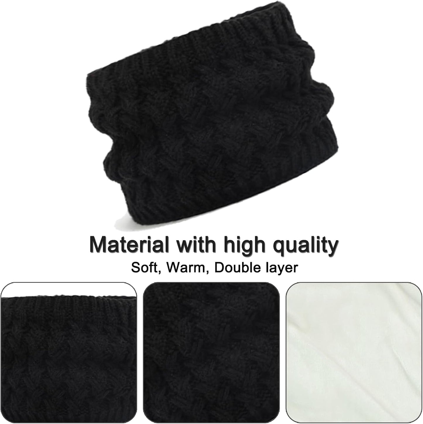 Kids Winter Hat Scarf and Gloves Set, 3Pcs Knitted Warmth Crochet Thick Fluffy Scarf Pom Bobble Hat Two Fingers Touch Screen Gloves Set for Boys and Girls 2-8
