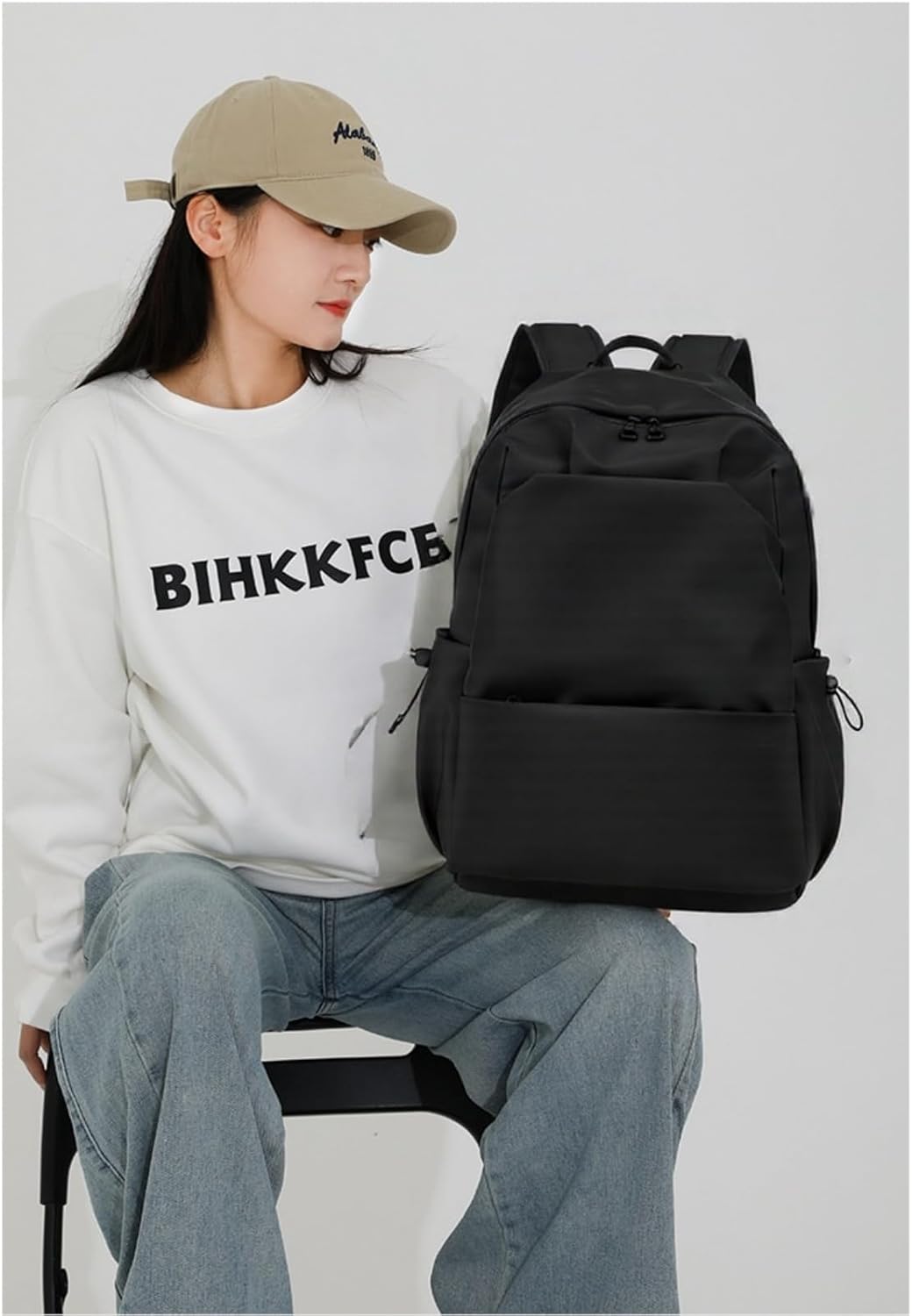 Black Girls Backpack Cute School Bags for Teen Girls Boys, Back Packs Women Casual Daypack 14" Laptop Backpacks with Card Holder(Black)