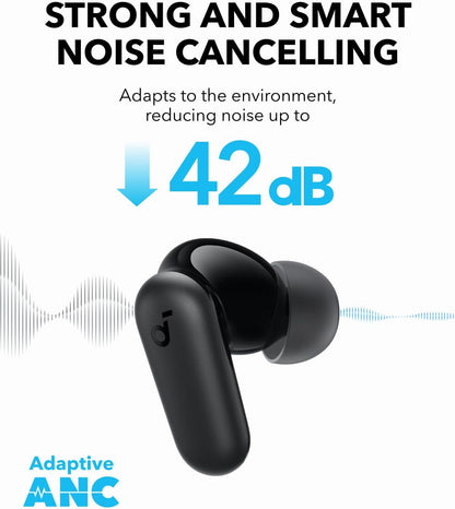 P30I by  Noise Cancelling Earbuds, Strong and Smart Noise Cancelling, Powerful Bass, 45H Playtime, 2-In-1 Case and Phone Stand, IP54, Wireless Earbuds, Bluetooth 5.4, App Control