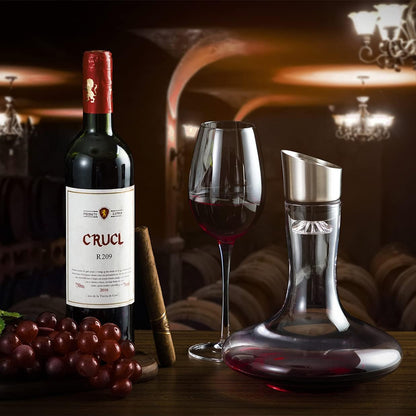 Youyah Wine Decanter with Built-In Aerator & Filter, Carafe, 100% Hand Blown Crystal Glass, Wine Accessories