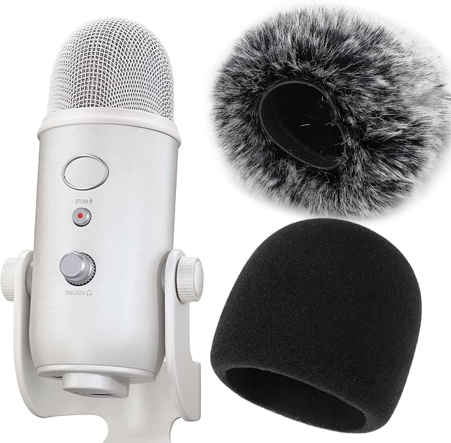 Anti-Pop Foam Filter in Windshield Fur for Blue Yeti Microphone, Blue Yeti Pro Micro anti Wind Cap (2 Packs)