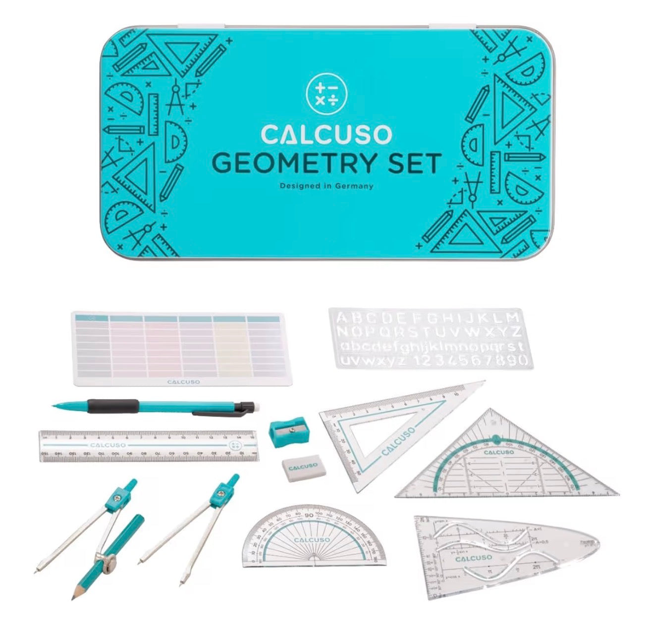 CALCUSO Geometry Set PRO with Compass & Protractor Blue Case
