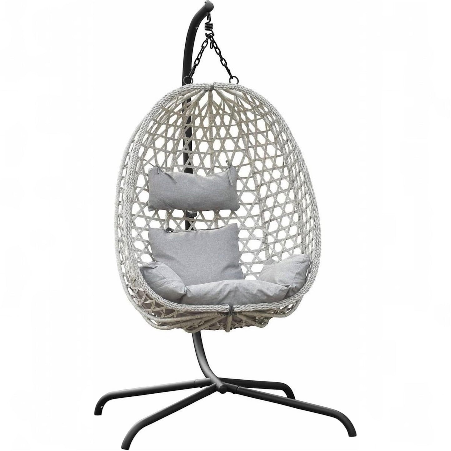 URBNLIVING Hanging Egg Chair with Stand PE Rattan Indoor Outdoor Swing Seat