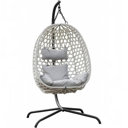 URBNLIVING Hanging Egg Chair with Stand PE Rattan Indoor Outdoor Swing Seat