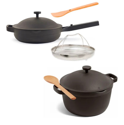 Our Place Cookware Duo - 7-Piece Set Including The Always Pan, Perfect Pot and Spatulas | Multifunctional, Toxin-Free Nonstick | Heat Safe up to 450°F | Oven, Stove, Induction Compatible | Blue Salt