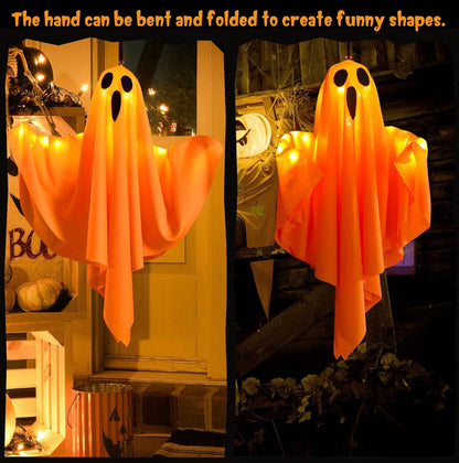 CNMTCCO 4-Pack Orange Halloween Ghost Decorations with LED Lights | Minja Superstore