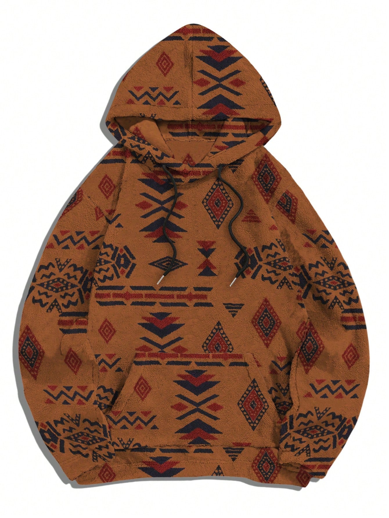 Men'S Totem Print Hooded Sherpa Fleece Sweatshirt