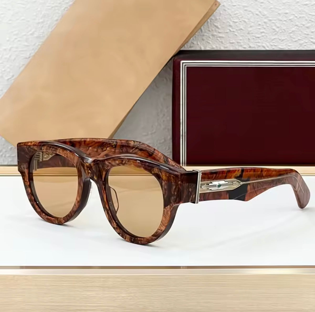 JMM ROLLINGSUN Thick Italy Acetate Sunglasses Handmade Japan Style Designer Brand Uv400 Round High Quality Eyeglasses with Case