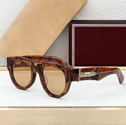 JMM ROLLINGSUN Thick Italy Acetate Sunglasses Handmade Japan Style Designer Brand Uv400 Round High Quality Eyeglasses with Case
