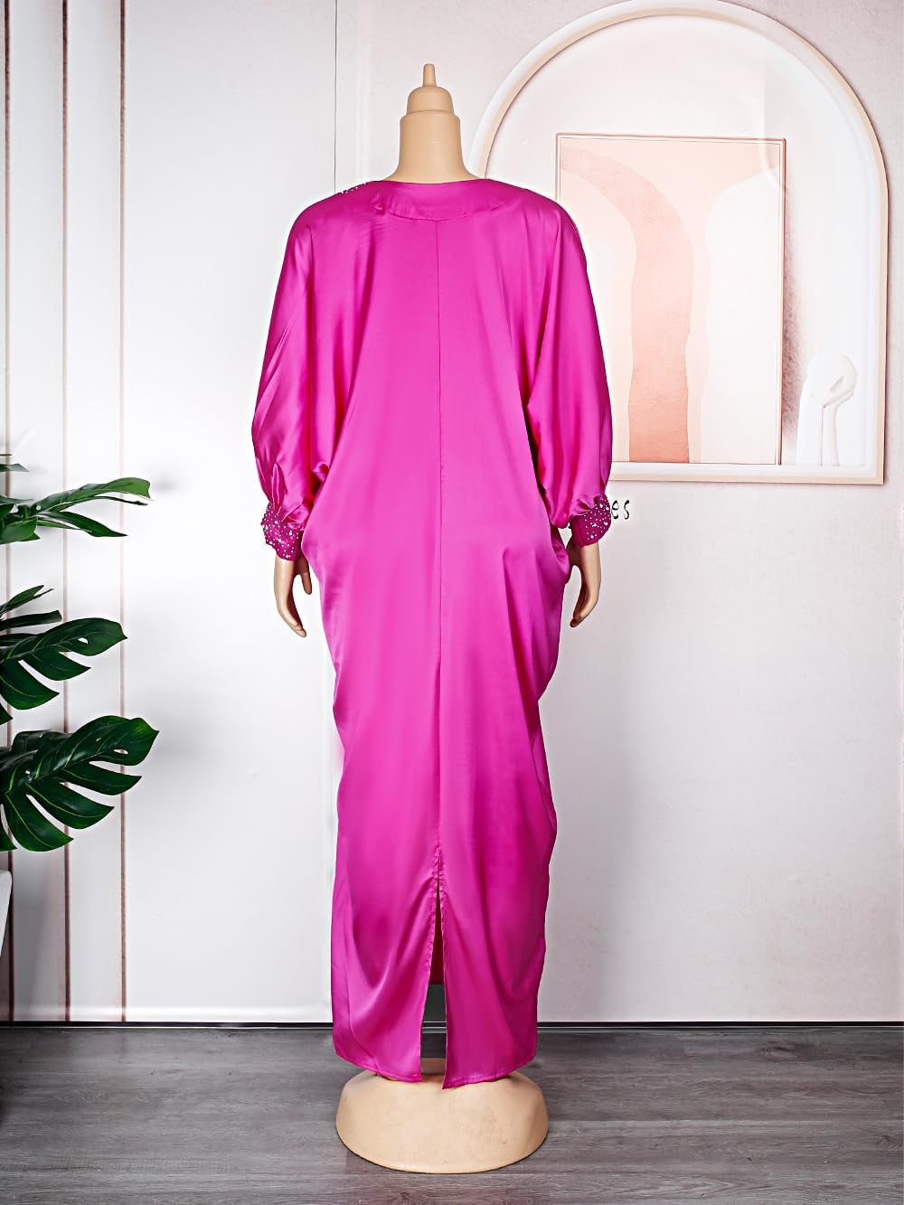 African Dresses for Women Fashion Beading Rhinestone Kaftan Maxi Dress