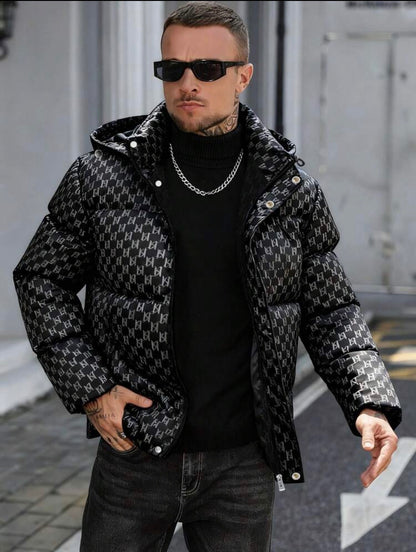 Manfinity CasualCool Men’s Geometric Zip Up Hooded Jacket