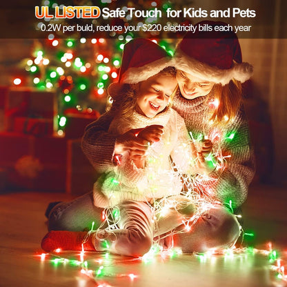 403 FT 1000 LED String Lights Outdoor Fairy Lights Plug in Super Long Christmas Lights with Remote Timer 8 Modes for Xmas Tree Yard outside Garden House Party Wedding Decoration-Red+Green