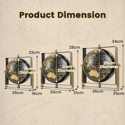 720-Degree Rotating Educational Geographic World Globe