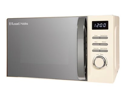 Russell Hobbs Digital Microwave 20L 800W in Cream with 5 Power Levels, Pull Handle Door & Button Control, Clock & Timer, Automatic Defrost, Easy Clean, 8 Auto Cook Menus RHMD818C