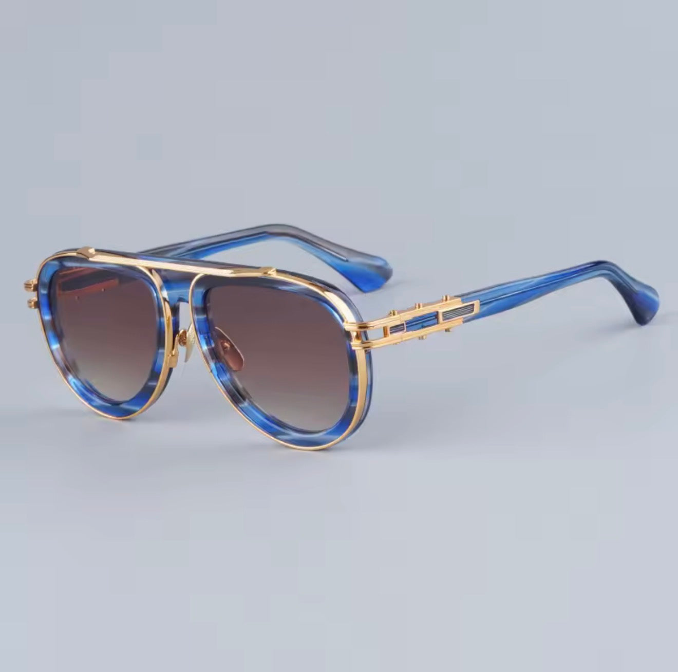 Ins 403B America High Street Designer Brand Sunglasses Oval Gradient Handmade Alloy Hinge Punk Style Uv400 Eyeglasses with Case