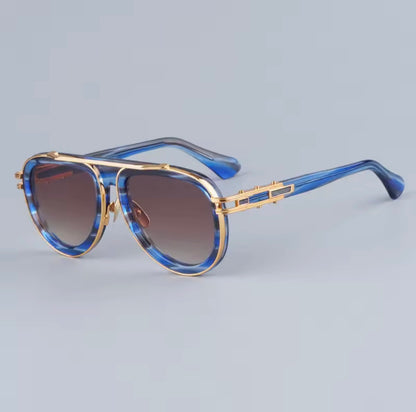 Ins 403B America High Street Designer Brand Sunglasses Oval Gradient Handmade Alloy Hinge Punk Style Uv400 Eyeglasses with Case