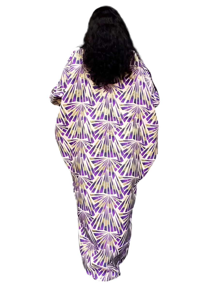 Plus Size African Dashiki Ankara Sequin Kaftan – Elegant Maxi Dress for Weddings & Special Occasions