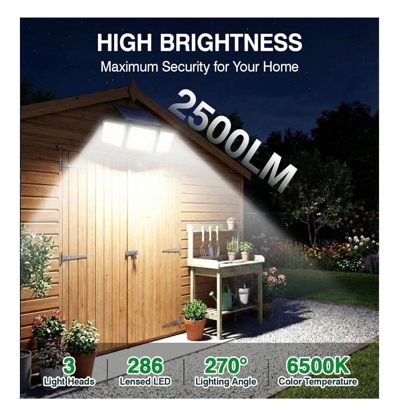 Solar Outdoor Motion Sensor Security Lights 286 LED 2500LM (2 & 4 Pack)