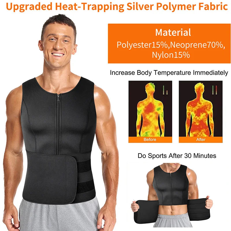 Men's Neoprene Sauna Vest – Waist Trainer & Belly Trimmer for Maximum Sweat! 