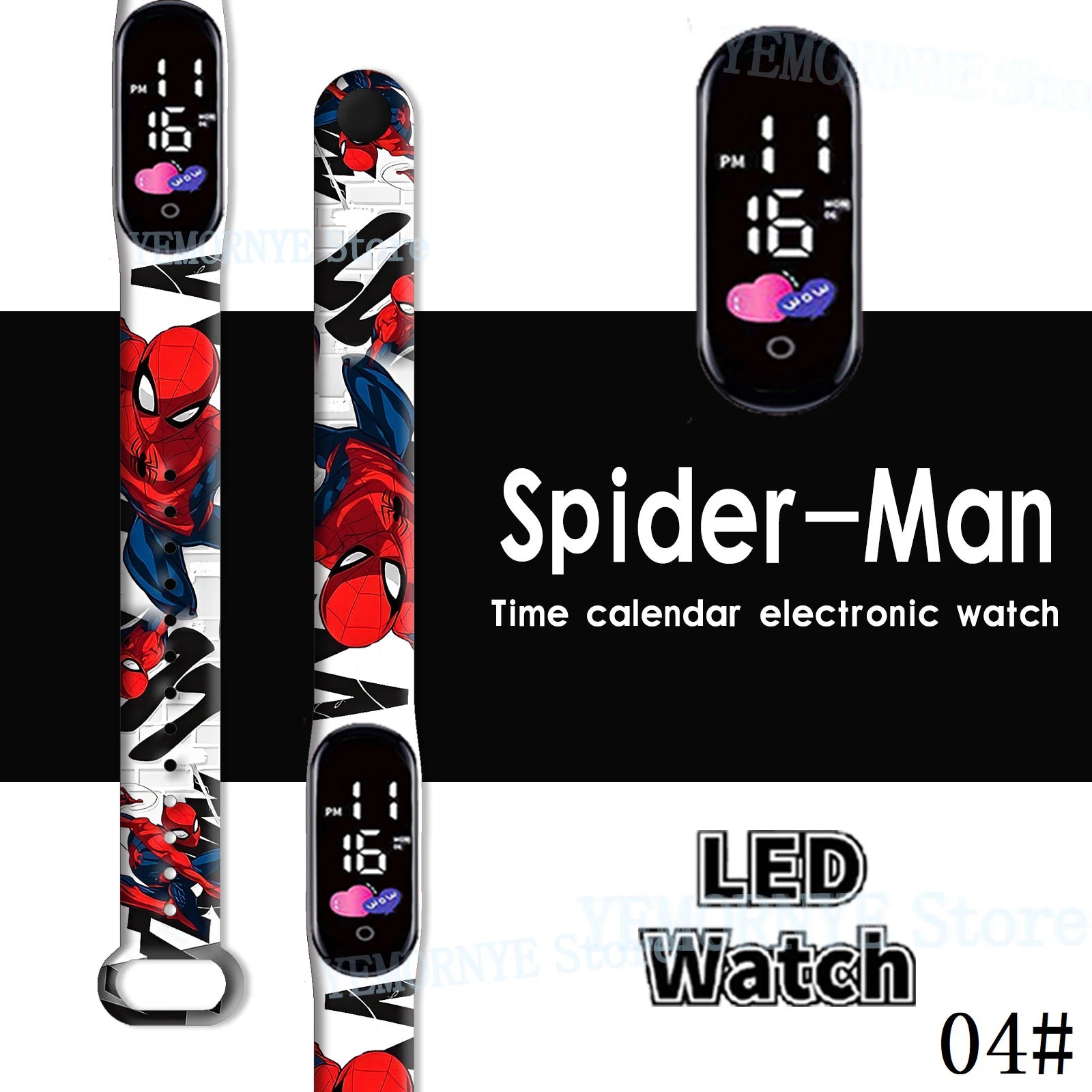 Disney Spider Man Children'S Cartoon Anime Character Luminous Bracelet Watch LED Touch Waterproof Clock Sports Gifts Christmas H