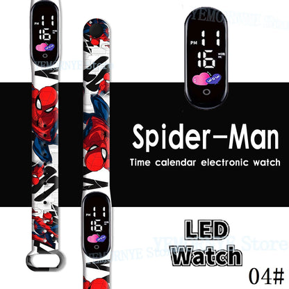Disney Spider Man Children'S Cartoon Anime Character Luminous Bracelet Watch LED Touch Waterproof Clock Sports Gifts Christmas H