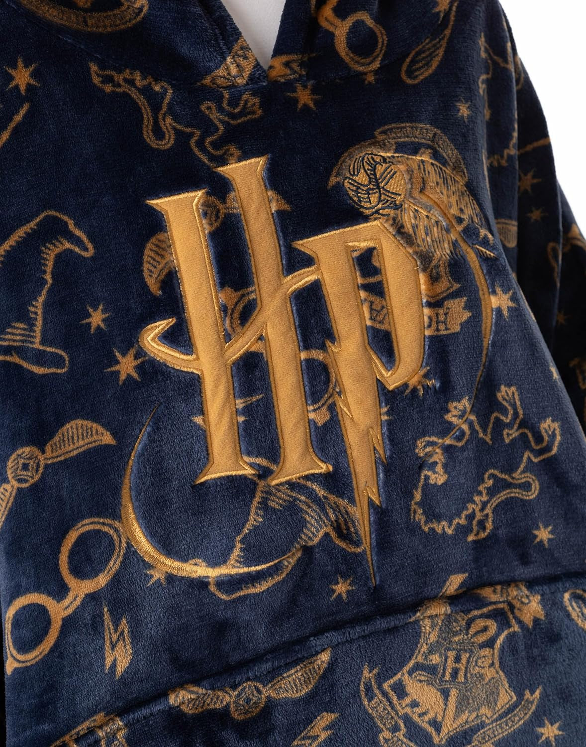 Vuddie Oversized Blanket Hoodie for Men and Women, Icons and Logo, Fluffy Fleece Pullover, One Size Sweatshirt with Large Pocket