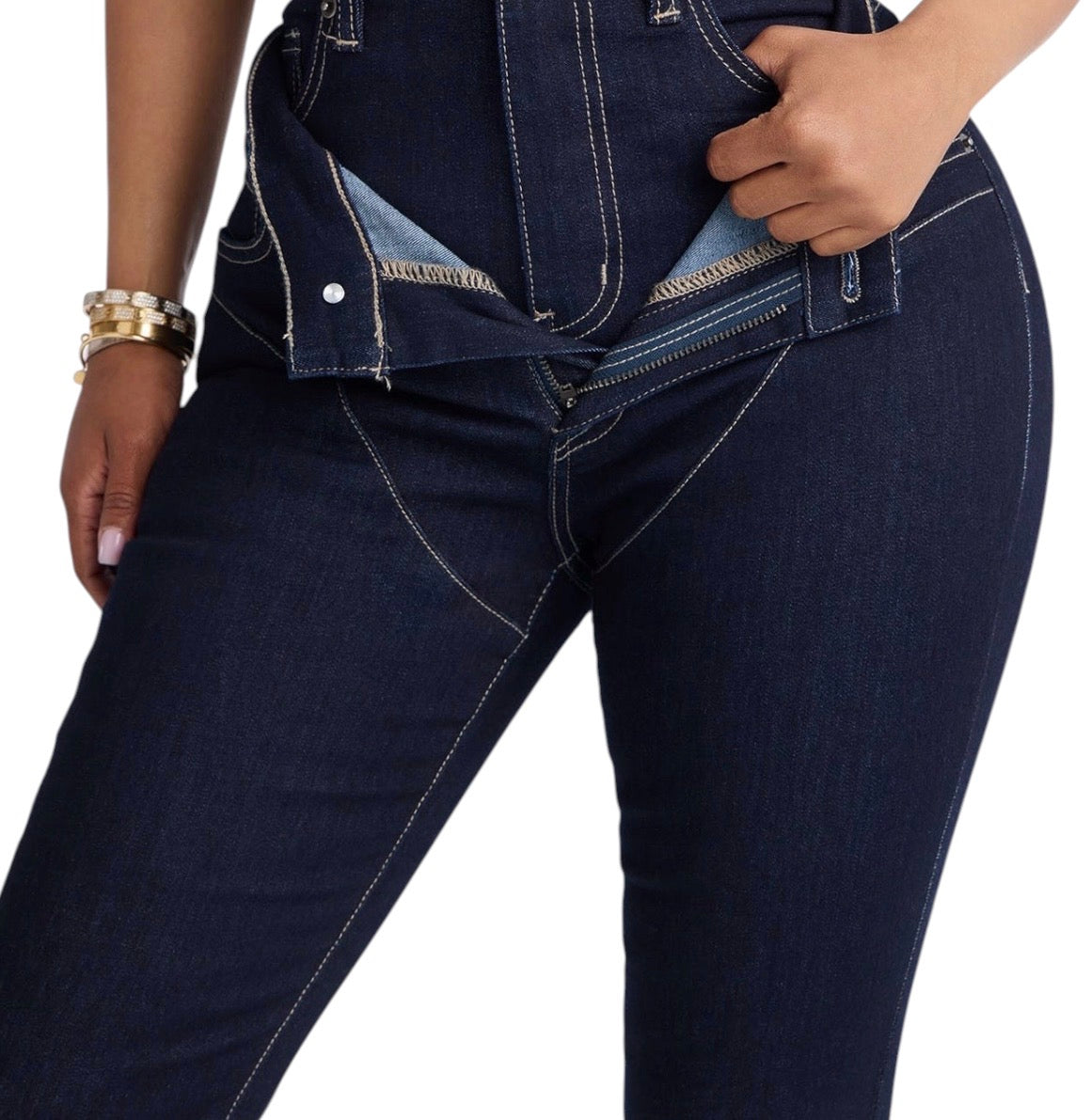 Think Twice Double Waistband High Rise Stacked Skinny Jeans