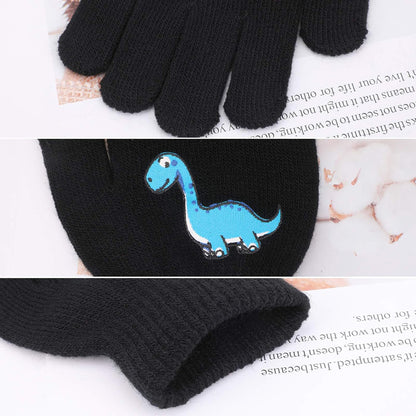 6 Pairs Children'S Magic Gloves, Winter Thermal Kid’S Full Fingers Gloves Dinosaurs/Excavator Pattern Fit for Boys Girls