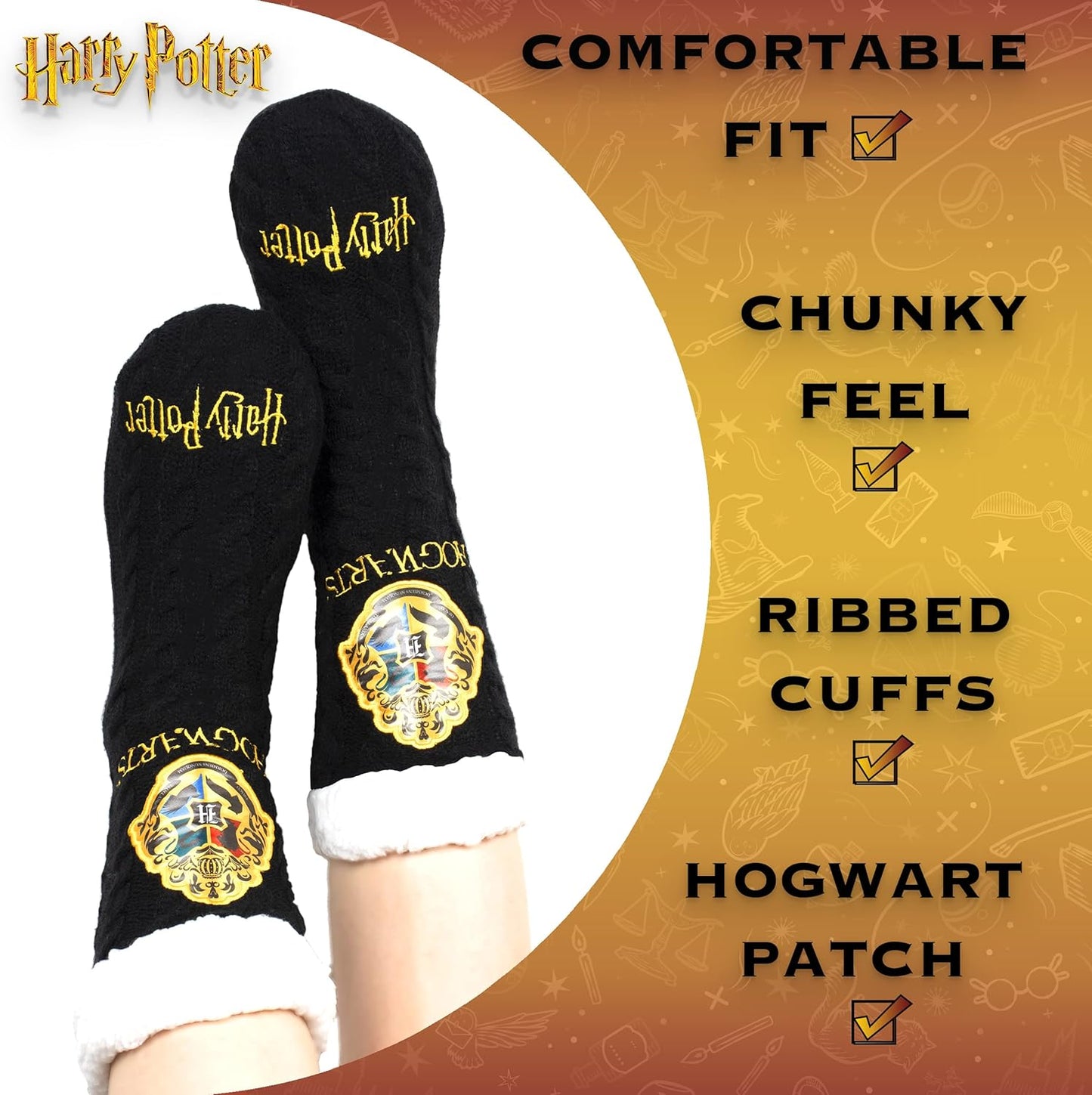 - Women'S Slippery Socks - Burgundy Gryffindor/Black Woolly Bed Socks - One Size Fits Women'S Size 5-8 - Official Merchandise