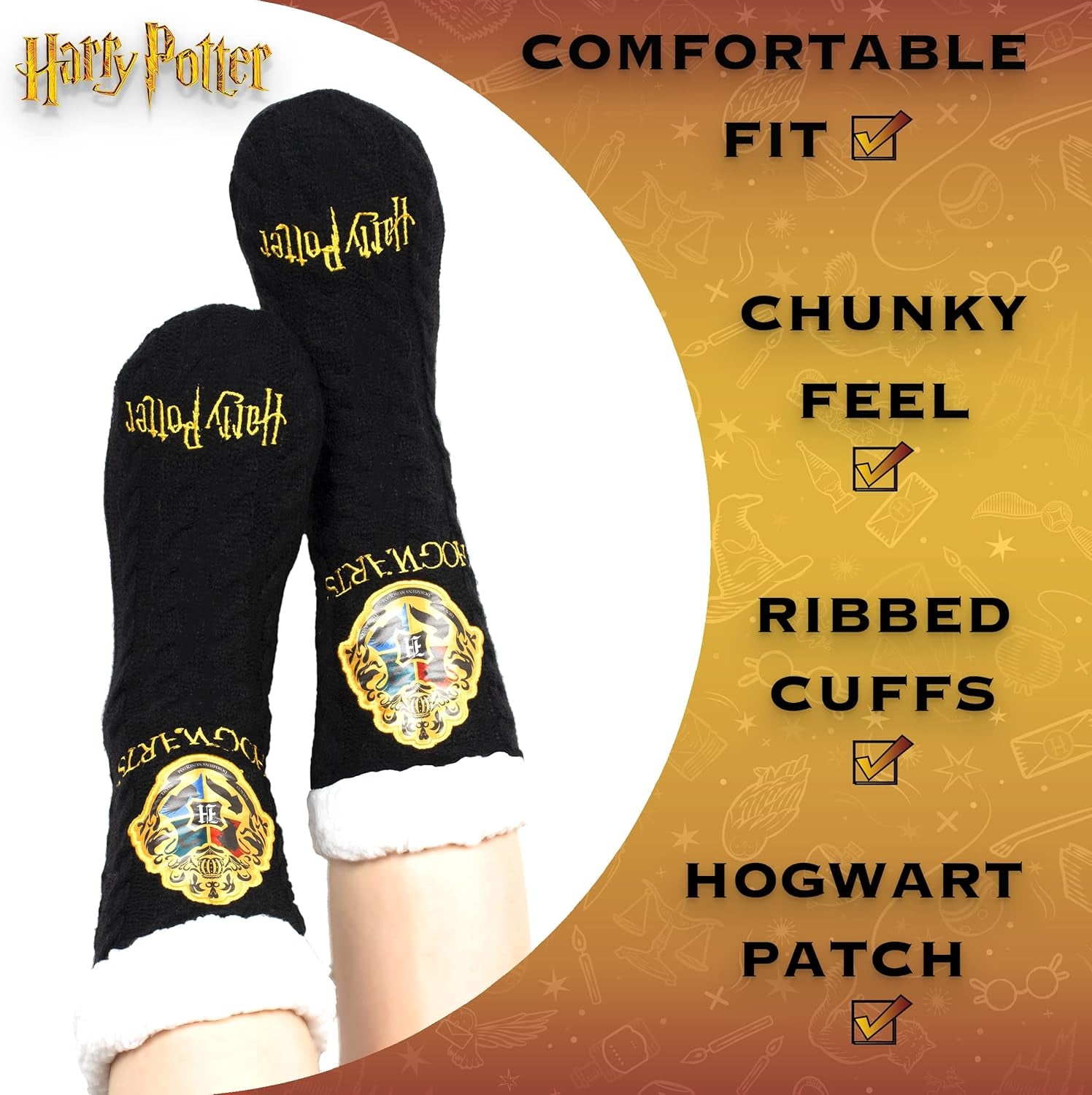 - Women'S Slippery Socks - Burgundy Gryffindor/Black Woolly Bed Socks - One Size Fits Women'S Size 5-8 - Official Merchandise