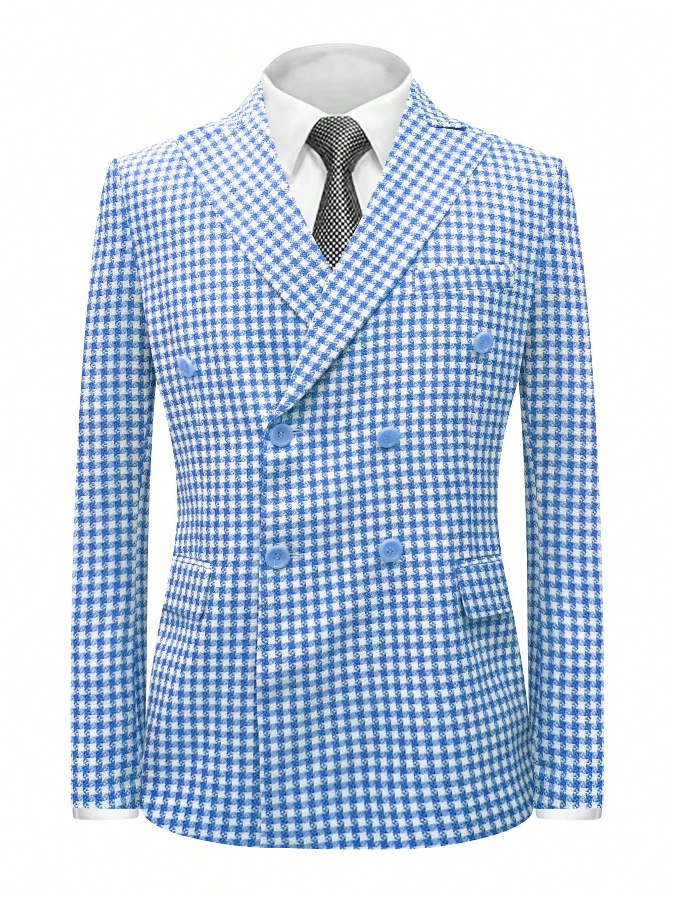 I Finelong Fashionable Casual Houndstooth Patterned Suit Jacket for Men, Suitable for Commuting and Going Out