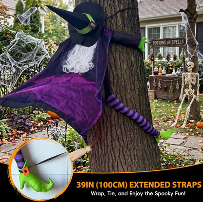 64-Inch Purple Crashing Witch Halloween Decoration | Minja Superstore