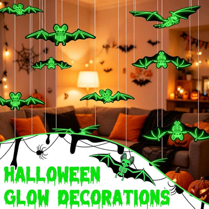 12 Hanging Halloween Bats with Glowing Skull Designs | Minja Superstore