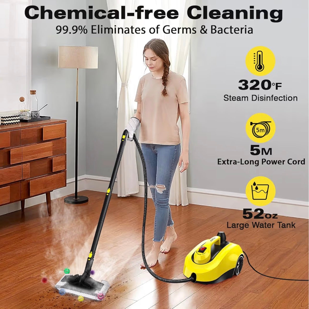 5 Bar Steam Cleaner with 26 Accessories