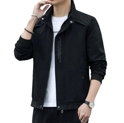 Mens Stand Collar Zipped Up Jacket