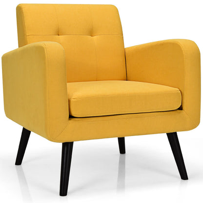 Mid-Century Modern Upholstered Accent Chair featuring Rubberwood Legs