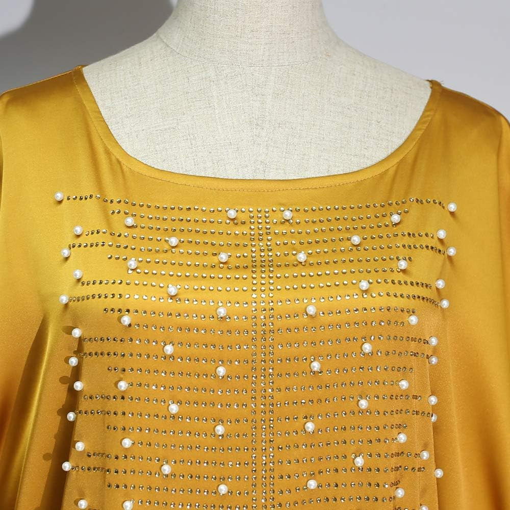 African Dresses for Women Fashion Beading Rhinestone Kaftan Maxi Dress