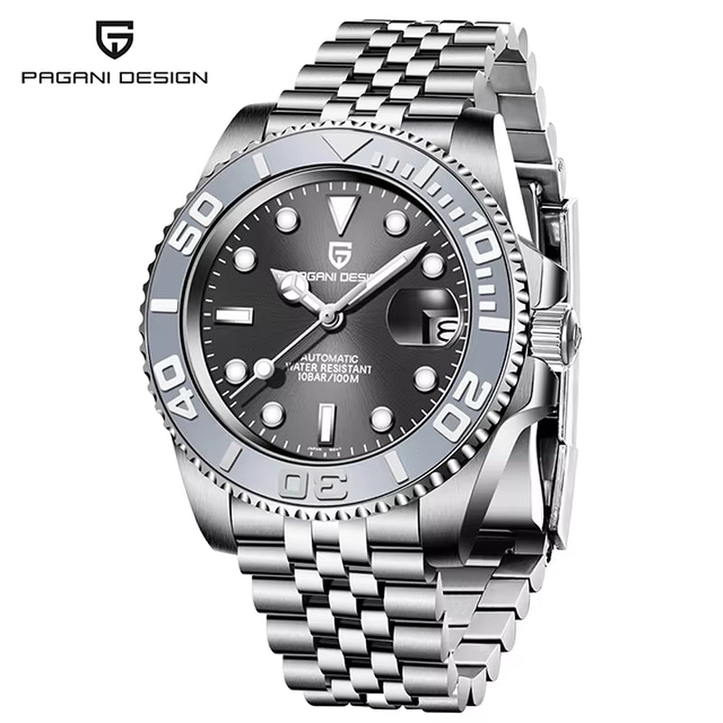 2023  New Luxury Men Mechanical Wristwatch Stainless Steel Sapphire Automatic Watch 100M Waterproof Clock