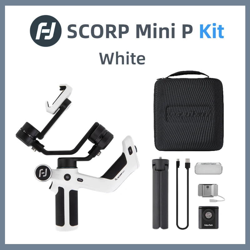 Scorp Mini-P Kit 3 Axis Smartphone Gimbal, AI Tracker, Fill Light, for Iphone 16 Pro Max and Android Stabilizer