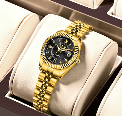 Fashion Woman Watch Stainless Steel Waterproof Auto Date Elegant Ladies Wristwatch Luxury Original Quartz Watch for Women