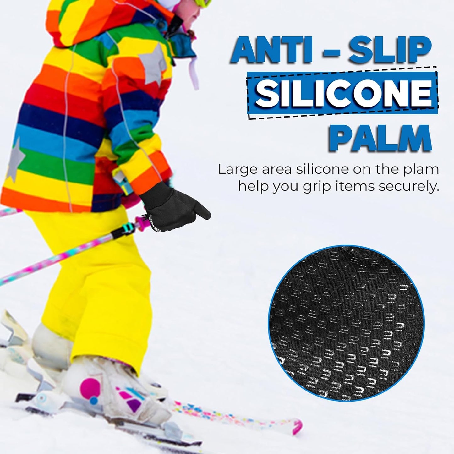 Kids Warm Winter Gloves Running Cycling Gloves Touch Screen Thermal Children Mittens Windproof Outdoor Anti-Slip Riding Sports Gloves Football Walking Ski for Boys Girls