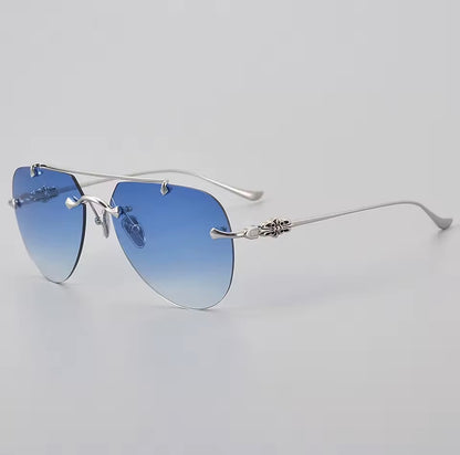 Luxury Men's Women's Fashion Pilot Optical Prescription Frameless Design Brand Glasses Outdoor Driving Vacation Sunglasses