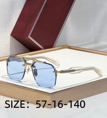 Square Sunglasses Double Titanium Frame Refined Business Style High Quality UV400 Unisex Gift